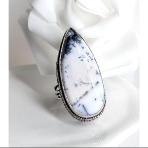 Dendrite Opal Ring Jewelry Size-7.75